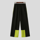 INCERUN Mens Color-Block Spliced Design Pant Fashion Elastic Waist Loose Fit Pants