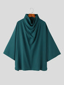 INCERUN Mens Shirt Simple Silky Stacked Collar Shirt Fashion Loose Fit Summer Half Long Sleeve Tops Men