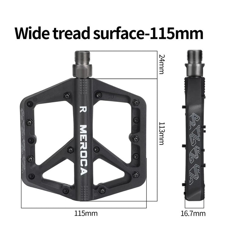 MEROCA Bicycle Pedals Mountain Bike Pedals Lightweight Nylon Bearing Lubricated Width Non-slip Pedals for MTB Cycling