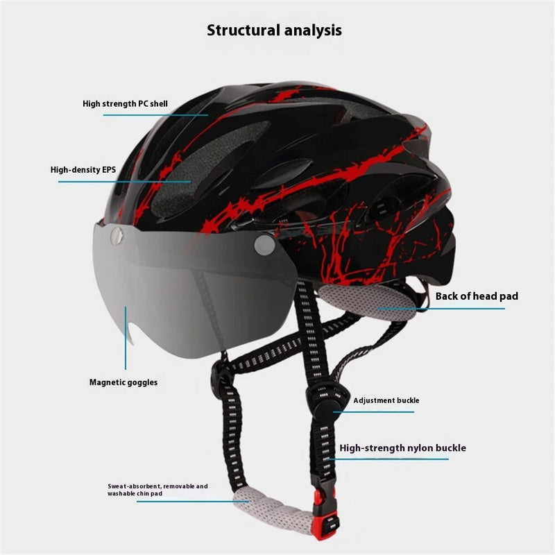XANES 53-63CM Bike Helmet with Magnetic Visor Men Women Lightweight Breathable Protective Helmet for MTB Cycling
