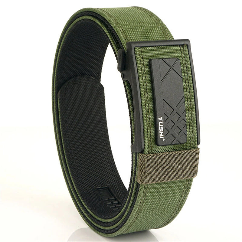 TUSHI 120cm Thick Tactical Belt for Men Automatic Buckle Military Police Duty Belt Tight Nylon Work Tool Belt Casual Waistband