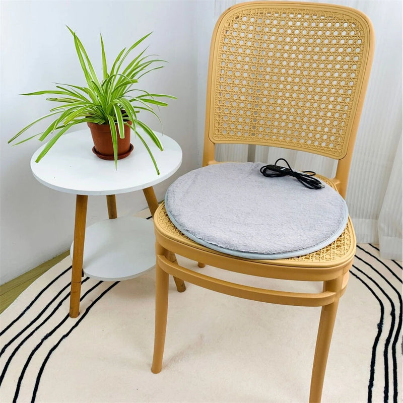 IPRee Winter Round Rabbit Fleece Usb Interface Waterproof Heating Seat Cushion, Office Outdoor Car Electric Heating Seat Cushion