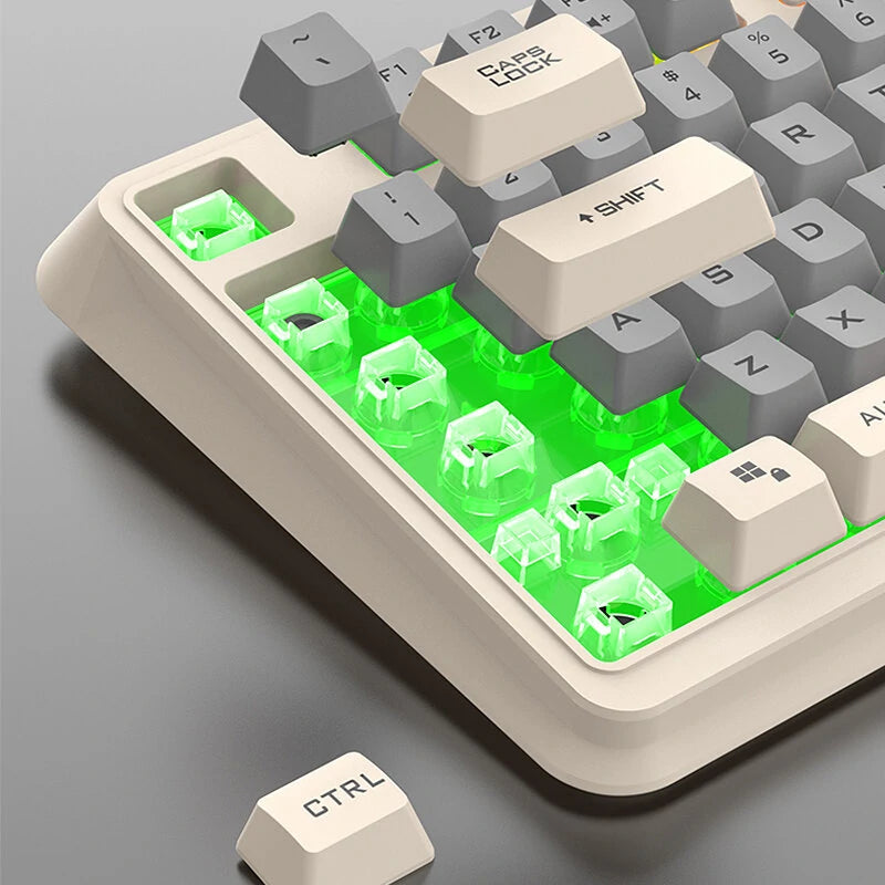 XUNSVFOX K82 94 Keys Wired Gaming Keyboard Three Color-block Luminous Mechanical-feel Station 19-key punchless Gamer Keyboard for Computer PC Laptop