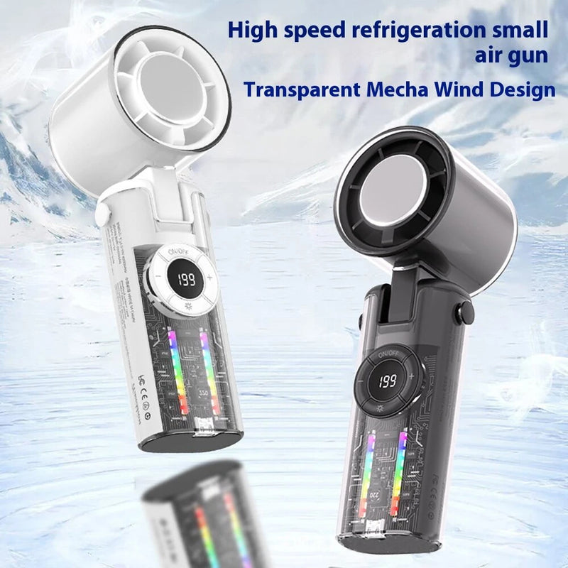 Neck Hanging Fan Portable 199 Gear Cooling Fan Turbine Handheld Small Fan with LED Display Smart Indicator Lights