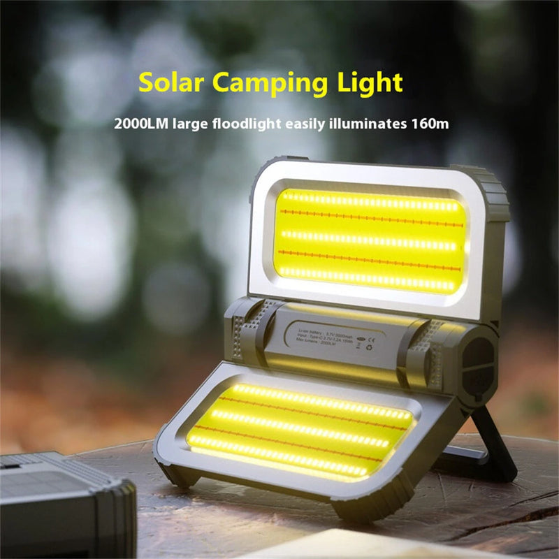 IPRee Outdoor Solar Charging 2000LM Emergency Light Long 5000mAh Battery Life, USB Charging Portable And Long-Lasting Illumination For Outdoor Folding Camping Tent Lights