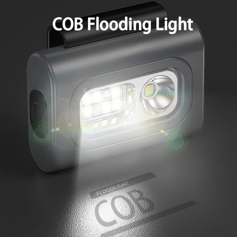 SMILING SHARK Mini Rechargeable Headlamp, COB Magnet Type-C Rechargeable Headlight, For Outdoor Running Fishing Reading Emergency Lights