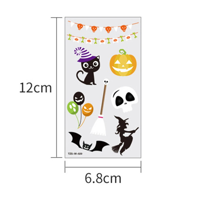 10-Sheet Glow in The Dark Halloween Tattoo Stickers Ghost Pumpkin Fluorescent Temporary Body Stickers for Halloween Nighttime Parties Carnival & Festive Events