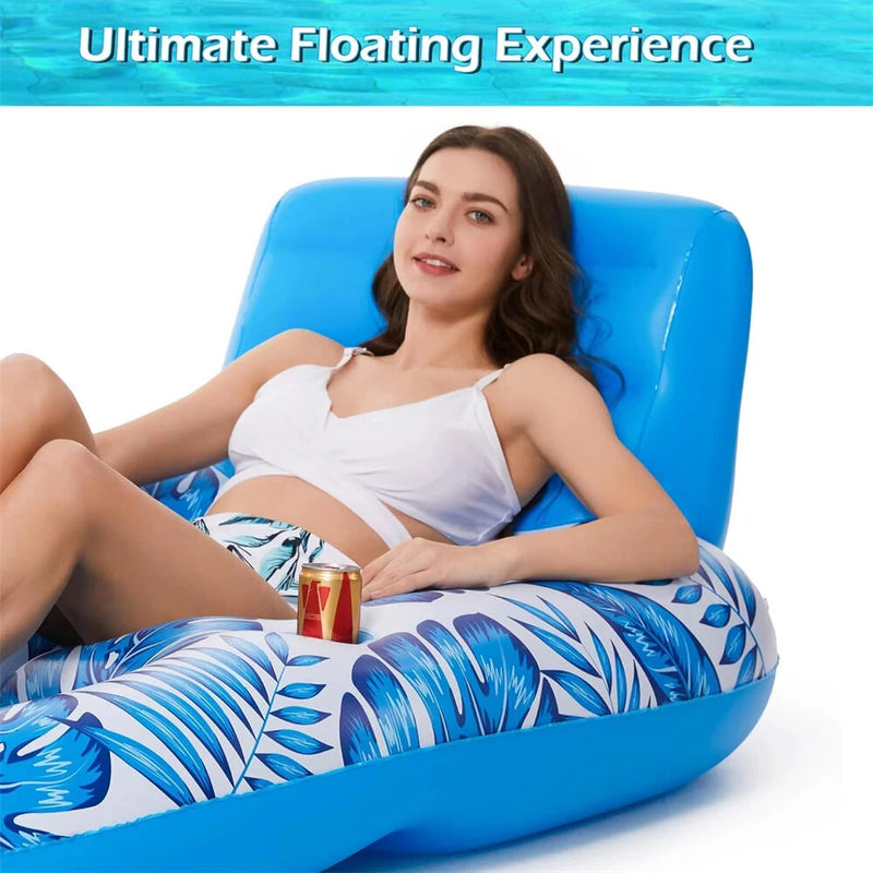 WaveRite 1pc Inflatable Floating Pool Lounge Chair Water Floaties for Swimming Pool Lake Lounge Float Swimming Beach Lounger Floating Seat With Backrest