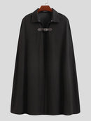 INCERUN Men Lapel Sleeveless Shawl Cape Black Mens Coat Cape Belt Buckle Middle Long Coat Jacket