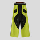 INCERUN Mens Color-Block Spliced Design Pant Fashion Elastic Waist Loose Fit Pants
