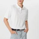 INCERUN Mens Solid Rib-Knit Short Sleeve Golf Shirt Comfy Fabric Lapel Top for Men