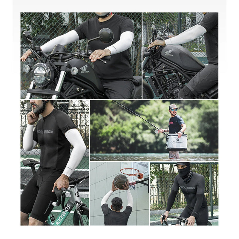 ROCKBROS UPF50+ UV Protection Solid Arm Sleeves Quick-drying Breathable High Elastic Fit Sunscreen Sleeves for Summer Outdoor Driving Sports