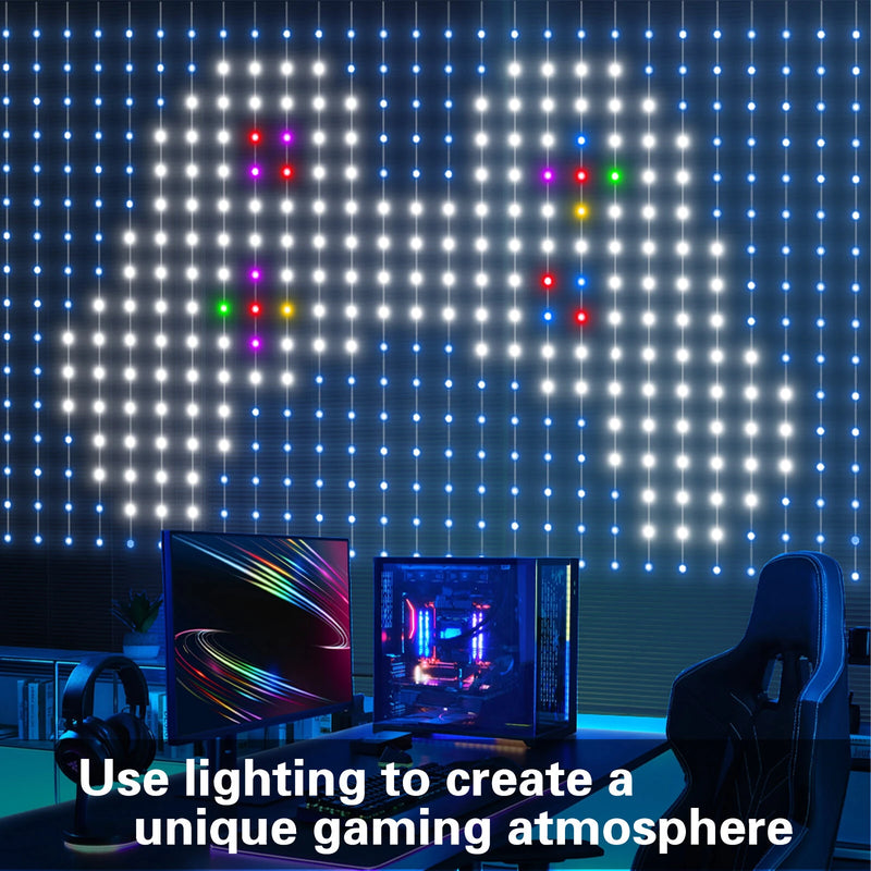 iDeal LED Control Intelligent Colorful Point Control Curtain Light 160x160cm Smart Curtain Lamp 256PCS RGB Lamp Bead IP65 Waterproof