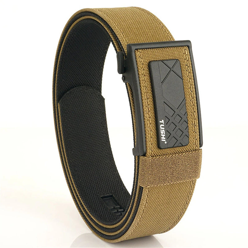 TUSHI 120cm Thick Tactical Belt for Men Automatic Buckle Military Police Duty Belt Tight Nylon Work Tool Belt Casual Waistband