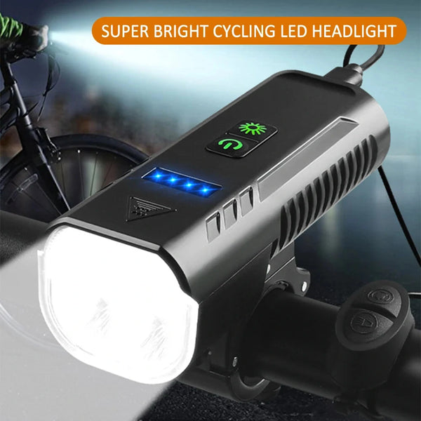 BENGGUO 3 in 1 Bike Headlight 1000Lm Brightness 4400mAh High Capacity Power Bank 8 Light Modes Waterproof Bicycle Front Light with 130db Horn for Night Cycling