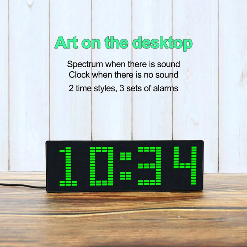Dynamic LED Music Spectrum Clock Picking Lamp Voice Control Wire Control LED Music Spectrum Rhythm Display RGB Light Electronic Clock Voice Activated Car Audio Level Indicator VU Meter Atmosphere Lamp