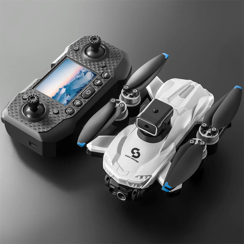 YLR/C S160 WiFi FPV with LCD Screen Controller HD Dual Camera Servo Gimbal 360 Obstacle Avoidance Colorful LED Lights Brushless Foldable RC Drone Quadcopter RTF