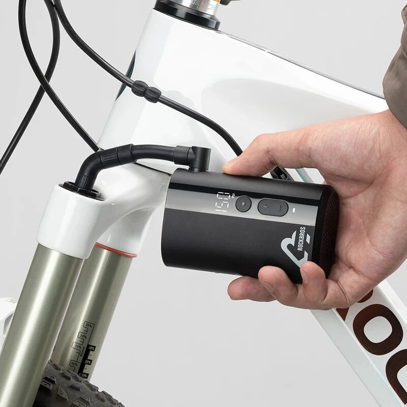 ROCKBROS Mini Electric Bike Air Pump 150PSI 5000mAh Type-C Rechargeable LED Digital Display Portable Lightweight Cycle Car Motorbike Football Inflator
