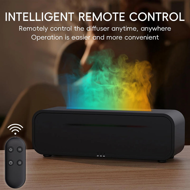Tevorex 250ML Colorful Flame Aromatherapy Diffuser Dynamic Fire Flame  Cool Mist Humidifier with 7 Colors Light Remote Control Timer and Auto Off Function for Home Office