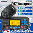 ABBREE AR-509MG VHF Marine Radio Fixed Mount 25W with GPS Waterproof IP67 DCS Call USA/INT/CAN Marine Radio Channels for Fishing
