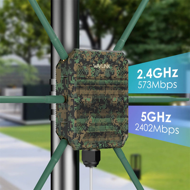 WAVLINK AX3000 WiFi6 Wireless Outdoor Router 2.4G/5G Dual Band Long Range Mesh WiFi Extender with PoE 6x7dBi High-gain Antennas IP67 Waterproof Repeater
