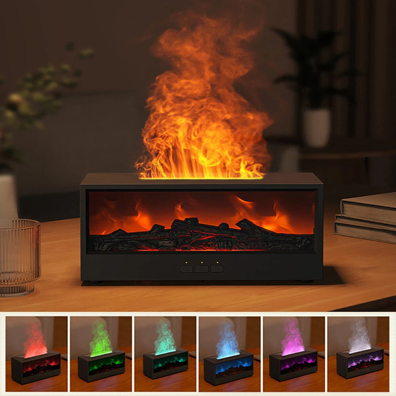 Kinscoter 3D Fireplace Aromatherapy Machine Simulation Flame Humidifier Automatic Aromatherapy Machine Desktop Large Fog Remote Control Aromatherapy Machine