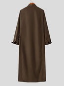 INCERUN Mens Robes Saudi Style Thobe Dishdash Jubba Arab Robe Islamic Clothing Long Maxi Dress Tops