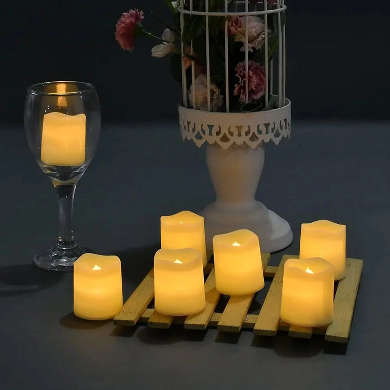 24pcs Flameless LED Candle Lights Creative Wish LED Tea Lamp Warm White Halloween Wedding Christmas Decoration Candle Lights