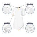 VONDA Womens Casual Round Neck Shirt Dress Puff Sleeve Short Dress A Line Solid Tunic Mini Dresses Plus Size