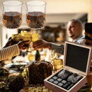 Reusable Whiskey 6 Ice Stones Set Whiskey Stones 2 Whisky Glasses Set Granite Ice Cube Stainless Steel Clips with Fleece Bag Wooden Gift Best Gift for Men
