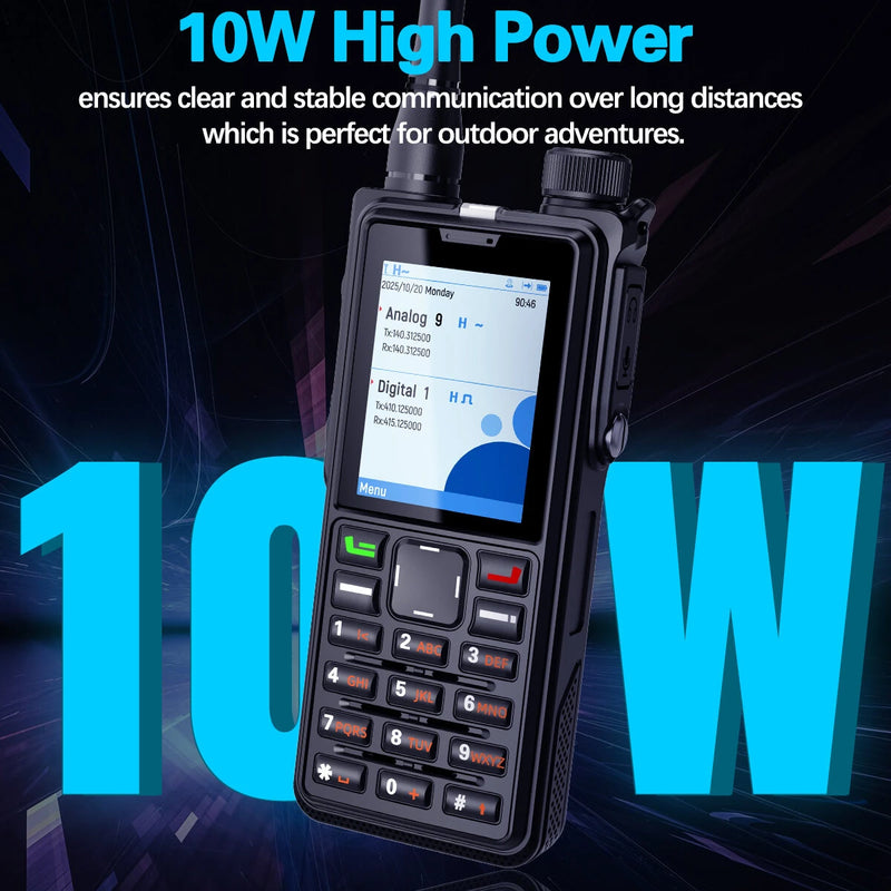 ABBREE AR-880 10W DMR Dual Time Slot Digital Walkie Talkie High Power 512 Channels 2.4 Inch Color Screen VHF UHF IP67 Waterproof Amateur Two Way Radio