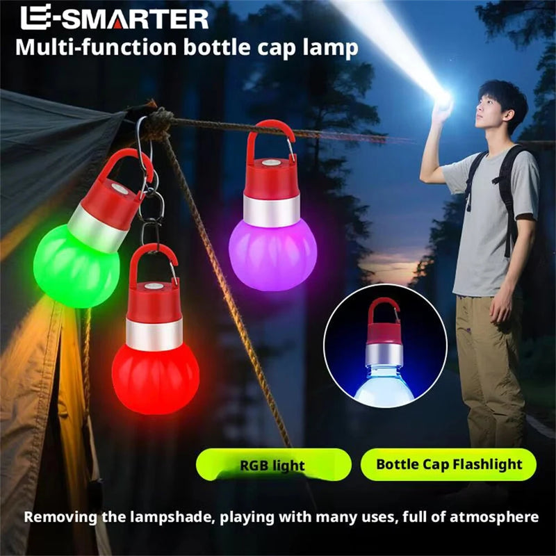IPRee Multi-Functional Outdoor Camping Atmosphere Light Portable Flashlight with Hook Detachable Bottle Cap Light Emergency Lantern