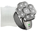 6-in-1 Men's Bald Head Electric Shaver and Trimmer Kit Waterproof and Rechargeable Rotary Shaver with 9 Floating Blades Beard Nose Ear Hair Clipper Facial Brush Quick Charging