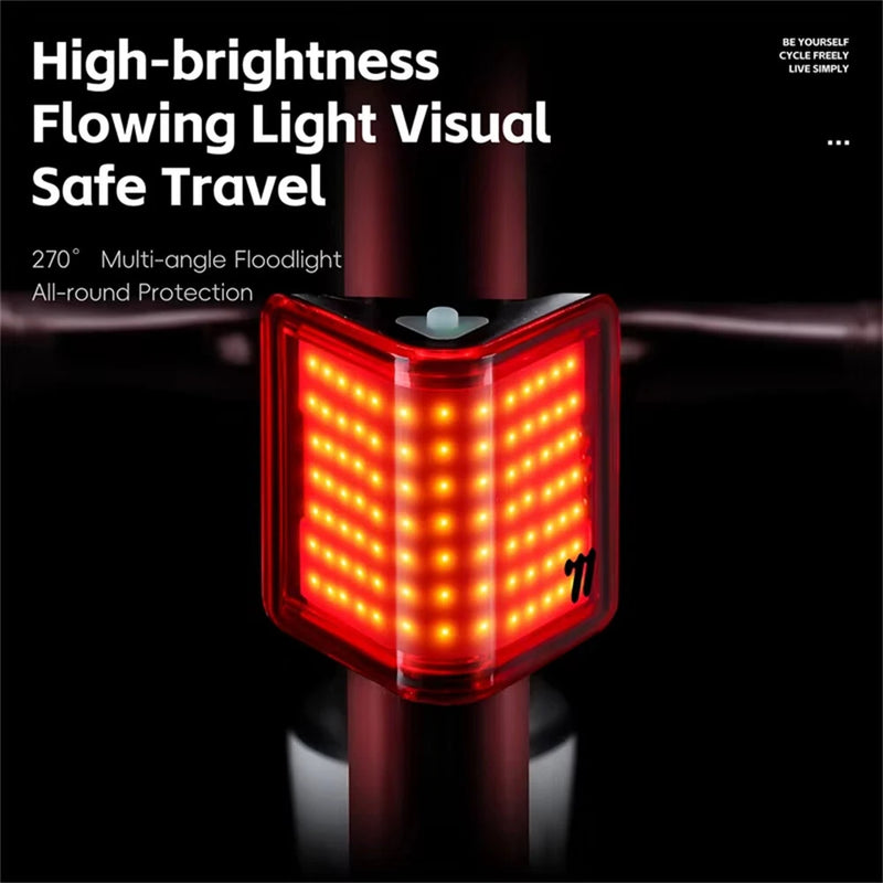 WEST BIKING 270 Curved Bicycle Taillights 8 Lighting Modes IP65 Waterproof Type-C Charging Warning Bike Rear Light for Night Riding Safety