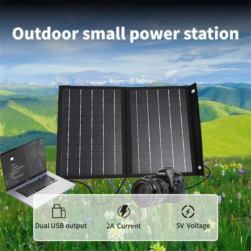 IPRee 10W 5V Portable Solar Panel Folding Bag Waterproof Dual USB Port Charger Mobile Power Bank for Phone Battery Outdoor