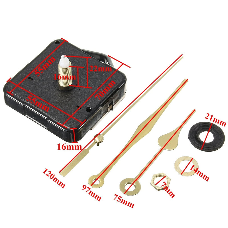 Quartz Clock Movement Mechanism Gold Hands DIY Repair Parts Tool Kit Home Office
