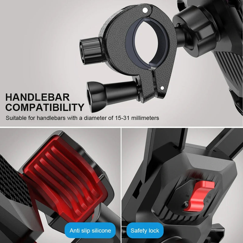 Joyroom Bike Phone Holder One-Push Install Universal 360 Wide View Shakeproof Bicycle Phone Holder for 4.7-7 inch Mobile Phone