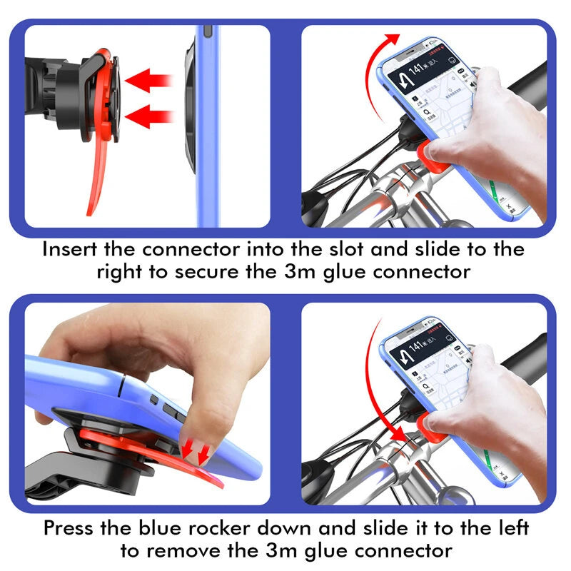 XANES Rotatable Bicycle Phone Holder 4.7"-7.2" inch Phone Shockproof Non-slip Motorcycle Holder Handlebar Mount Safety Lock Phone Holder