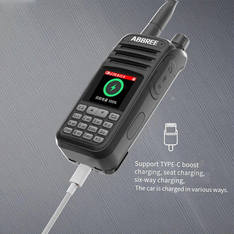 ABBREE AR-730 High-Power Walkie Talkie EU Plug 136-520MHz 256 Channels HD Display Screen NOAA Handheld Two Way Radio