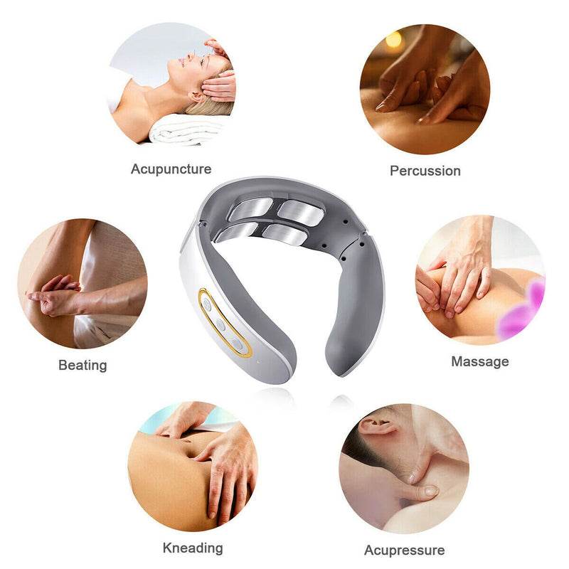 CHIGO 4-Head Neck Massager TENS Muscle Neck Massager Wireless Electric Neck Massager Device 6 Massage Modes 9 Strength Levels