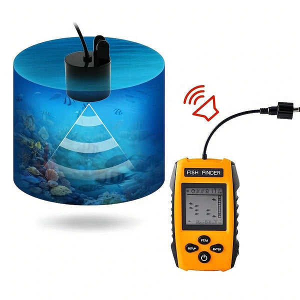 TL88E Portable Fish Finder Real-time Sonar Sensor LCD Display Water Depth Fish Location 200kHz Ultrasonic Underwater Fish Dectoter