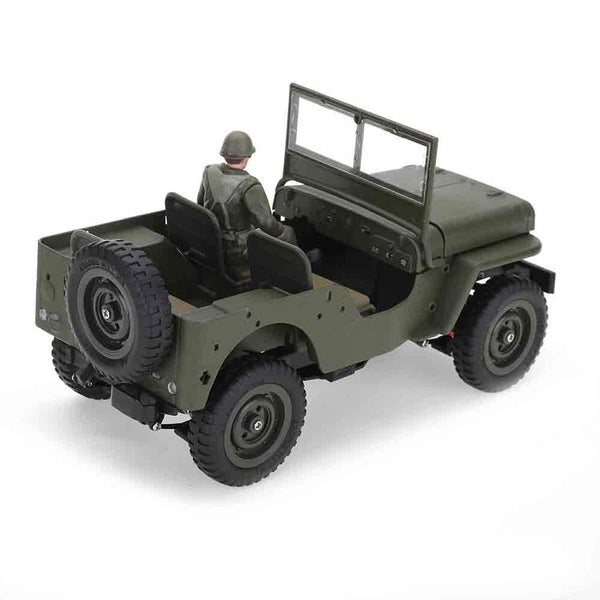 LUXINGZHE 2506-1 RTR 1/16 2.4G 4WD 1941 Willys MB for Jeep Military Truck Off-Road Climbing LED Light Alloy Body Shell Metal Frame Drive Shaft Gear Rock Crawler Full Proportional Retro Simulation Vehicles Models Toys