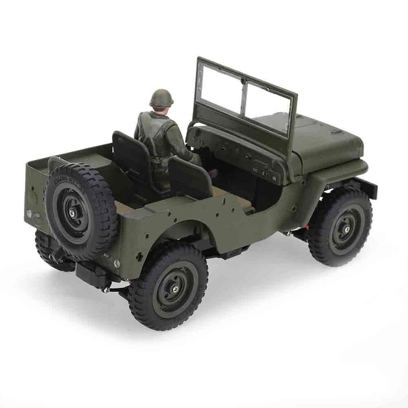 LUXINGZHE 2506-1 RTR 1/16 2.4G 4WD 1941 Willys MB for Jeep Military Truck Off-Road Climbing LED Light Alloy Body Shell Metal Frame Drive Shaft Gear Rock Crawler Full Proportional Retro Simulation Vehicles Models Toys