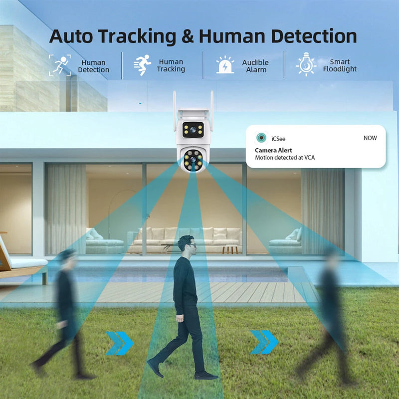 A30 3MP+3MP 5X Zoom Dual Lens PTZ Security Camera Wireless Outdoors Smart Motion Detection Two Way Audio IP66 Waterproof ICSEE APP Built-in Alarm Home Surveillance Camera