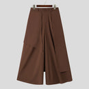 INCERUN Mens Pant Irregular Splicing Solid Color Men Pant Skirt Fashion Solid Color Streetwear Male Trousers