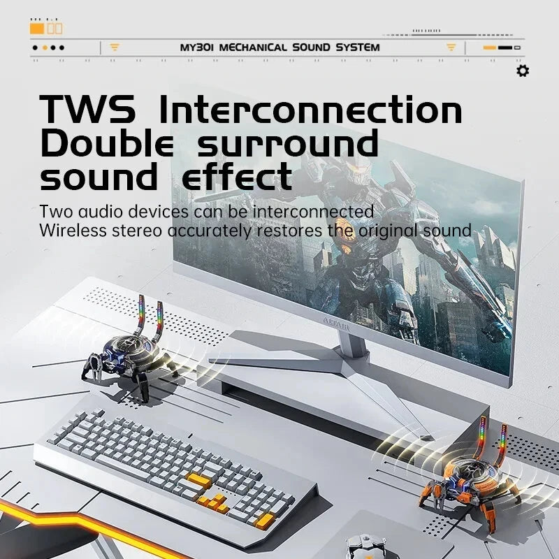 2500mAh Machine Audio Dynamic RGB Lighting Bluetooth Speaker Wireless Subwoofer HIFI Box Sound Desktop Home Hi-Res Stereo