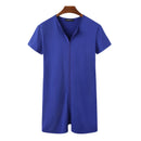 INCERUN Mens Jumpsuit Thin Stretch Comfort Zipper Short Sleeve One-piece Shorts Homewear for Men Large Size S-5XL