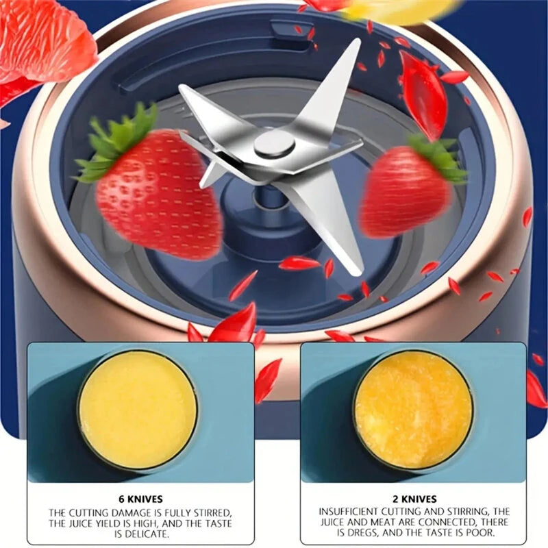 Double Cup Multifunction Usb Fruit Mixers Juicers 6 Blade Portable Electric Juicer Blender Fruit Juicer Cup Food Milkshake Juice Maker