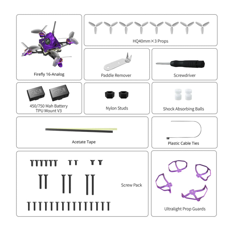 27.1g Flywoo Firefly16 / Firefly18 1S Nano Baby V3 Analog Tiny Ultralight RC FPV Racing Drone BNF with GOKU F405 ERVT 1S 5A 5in1 400mw ELRS AIO