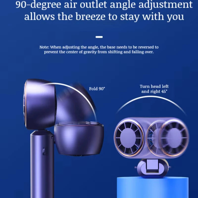 Neck Hanging Fan USB Rechargeable Folding Design Dual Turbo Dual Fan Cooler Rechargeable Cooling Fan With Digital Display